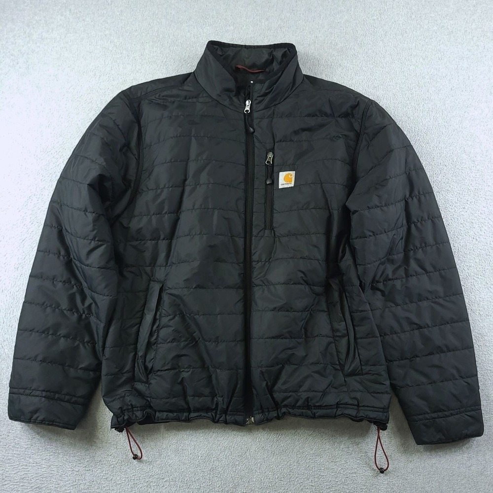 Carhartt Jacket Mens Large Black Puffer Full Zip Gilliam Insulated Coat 101443